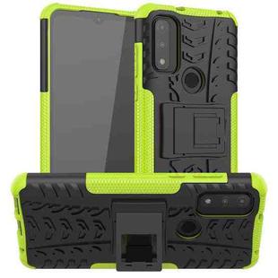 For Motorola Moto G Pure Tire Texture Shockproof TPU+PC Phone Case with Holder(Green)