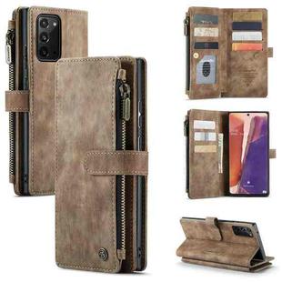 For Samsung Galaxy Note20 CaseMe-C30 Multifunctional Horizontal Flip PU + TPU Phone Case(Brown)
