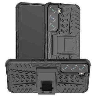 For Samsung Galaxy S22 5G Tire Texture Shockproof TPU+PC Phone Case with Holder(Black)