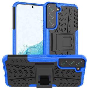 For Samsung Galaxy S22+ 5G Tire Texture Shockproof TPU+PC Phone Case with Holder(Blue)