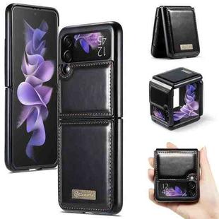 For Samsung Galaxy Z Flip3 5G CaseMe 003 Crazy Horse Texture Horizontal Flip Leather Phone Case(Black)