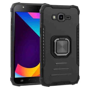 For Samsung Galaxy J7/J7 Nxt Fine Hole Version Fierce Warrior Series Armor All-inclusive Shockproof Aluminum Alloy + TPU Phone Case with Ring Holder(Black)