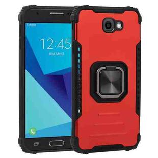 For Samsung Galaxy J7 Prime Fine Hole Version Fierce Warrior Series Armor All-inclusive Shockproof Aluminum Alloy + TPU Phone Case with Ring Holder(Red)