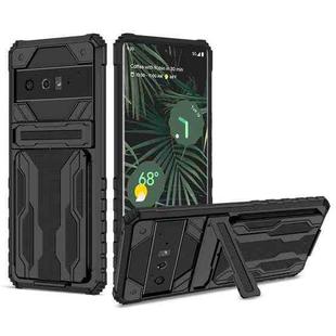 For Google Pixel 6 Pro Armor Card PC + TPU Shockproof Phone Case with Card Slot & Invisible Holder(Black)
