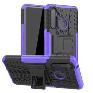 For OPPO Realme 5 Pro Tire Texture Shockproof TPU+PC Protective Case with Holder(Purple)