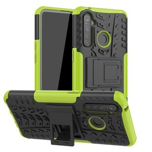 For OPPO Realme 5 Pro Tire Texture Shockproof TPU+PC Protective Case with Holder(Green)