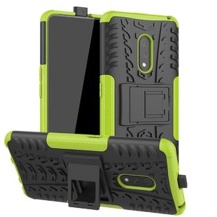 For OPPO Realme X Tire Texture Shockproof TPU+PC Protective Case with Holder(Green)