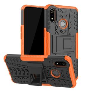 For OPPO Realme 3 Tire Texture Shockproof TPU+PC Protective Case with Holder(Orange)