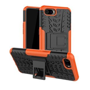 For OPPO Realme C2 Tire Texture Shockproof TPU+PC Protective Case with Holder(Orange)