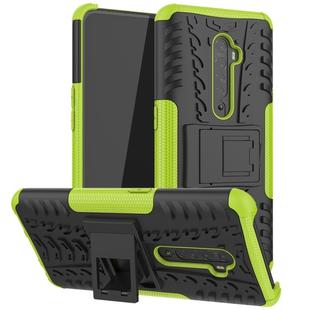 For OPPO Reno2 Tire Texture Shockproof TPU+PC Protective Case with Holder(Green)