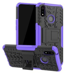 For OPPO Realme 3 Pro Tire Texture Shockproof TPU+PC Protective Case with Holder(Purple)