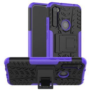 For Xiaomi Redmi Note 8 Tire Texture Shockproof TPU+PC Protective Case with Holder(Purple)