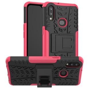 For Galaxy A10s Tire Texture Shockproof TPU+PC Protective Case with Holder(Pink)