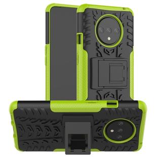 For OnePlus 7T Tire Texture Shockproof TPU+PC Protective Case with Holder(Green)