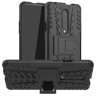 For OnePlus 7T Pro Tire Texture Shockproof TPU+PC Protective Case with Holder(Black)
