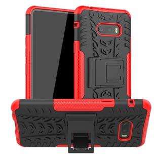 For LG V50S ThinQ 5G / G8X ThinQ Tire Texture Shockproof TPU+PC Protective Case with Holder(Red)