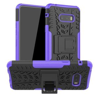 For LG V50S ThinQ 5G / G8X ThinQ Tire Texture Shockproof TPU+PC Protective Case with Holder(Purple)