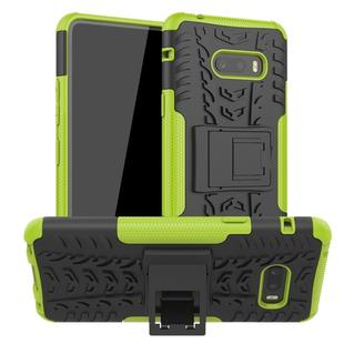 For LG V50S ThinQ 5G / G8X ThinQ Tire Texture Shockproof TPU+PC Protective Case with Holder(Green)