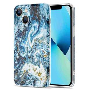 TPU Gilt Marble Pattern Phone Case For iPhone 13(Blue)