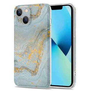 TPU Gilt Marble Pattern Phone Case For iPhone 13(Light Blue)