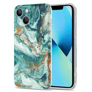 TPU Gilt Marble Pattern Phone Case For iPhone 13(Green)