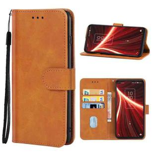 Leather Phone Case For TCL 10 5G UW(Brown)