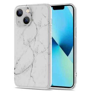 TPU Glossy Marble Pattern IMD Phone Case For iPhone 13(White)
