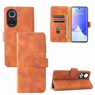 For Huawei nova 9 Skin Feel Magnetic Buckle Calf Texture PU Phone Case(Brown)
