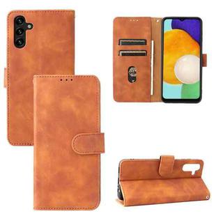 For Samsung Galaxy A13 5G Skin Feel Magnetic Buckle Calf Texture PU Phone Case(Brown)