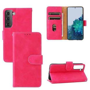 For Samsung Galaxy S22 5G Skin Feel Magnetic Buckle Calf Texture PU Phone Case(Rose Red)