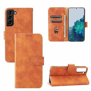 For Samsung Galaxy S22+ 5G Skin Feel Magnetic Buckle Calf Texture PU Phone Case(Brown)