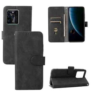 For ZTE Blade V30 Skin Feel Magnetic Buckle Calf Texture PU Phone Case(Black)