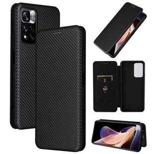 For Xiaomi Redmi Note 11 Pro / Note 11 Pro+ Carbon Fiber Texture Horizontal Flip PU Phone Case(Black)