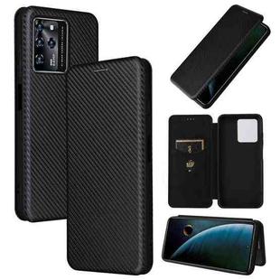 For ZTE Blade V30 Carbon Fiber Texture Horizontal Flip PU Phone Case(Black)