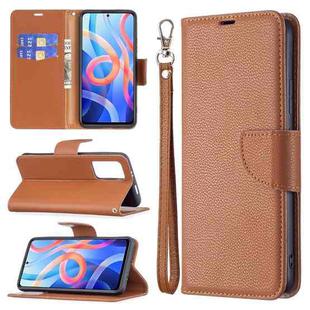 For Xiaomi Redmi Note 11 5G/Note 11T 5G/Poco M4 Pro 5G Litchi Texture Pure Color Horizontal Flip Leather Phone Case with Holder & Card Slots & Wallet & Lanyard(Brown)