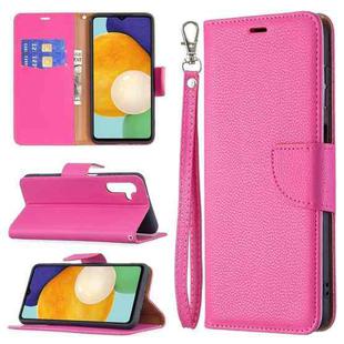 For Samsung Galaxy A13 5G Litchi Texture Pure Color Horizontal Flip Leather Phone Case with Holder & Card Slots & Wallet & Lanyard(Rose Red)