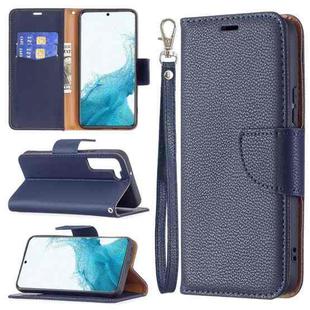 For Samsung Galaxy S22+ 5G Litchi Texture Pure Color Horizontal Flip Leather Phone Case with Holder & Card Slots & Wallet & Lanyard(Dark Blue)