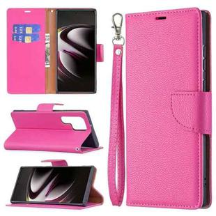 For Samsung Galaxy S22 Ultra 5G Litchi Texture Pure Color Horizontal Flip Leather Phone Case with Holder & Card Slots & Wallet & Lanyard(Rose Red)