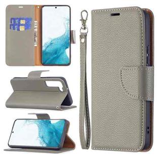 For Samsung Galaxy S22 5G Litchi Texture Pure Color Horizontal Flip Leather Phone Case with Holder & Card Slots & Wallet & Lanyard(Grey)
