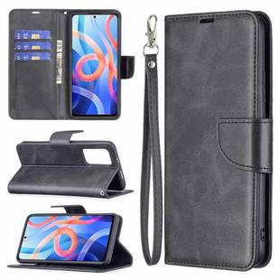 For Xiaomi Redmi Note 11 5G/Note 11T 5G/Poco M4 Pro 5G Retro Lambskin Texture Pure Color Horizontal Flip Leather Phone Case with Holder & Card Slots & Wallet & Lanyard(Black)