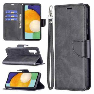 For Samsung Galaxy A13 5G Retro Lambskin Texture Pure Color Horizontal Flip Leather Phone Case with Holder & Card Slots & Wallet & Lanyard(Black)