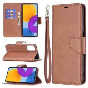 For Samsung Galaxy M52 5G Retro Lambskin Texture Pure Color Horizontal Flip Leather Phone Case with Holder & Card Slots & Wallet & Lanyard(Brown)