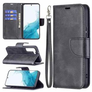 For Samsung Galaxy S22+ 5G Retro Lambskin Texture Pure Color Horizontal Flip Leather Phone Case with Holder & Card Slots & Wallet & Lanyard(Black)