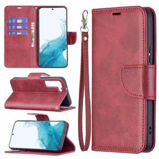 For Samsung Galaxy S22+ 5G Retro Lambskin Texture Pure Color Horizontal Flip Leather Phone Case with Holder & Card Slots & Wallet & Lanyard(Red)