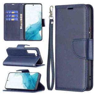 For Samsung Galaxy S22+ 5G Retro Lambskin Texture Pure Color Horizontal Flip Leather Phone Case with Holder & Card Slots & Wallet & Lanyard(Blue)