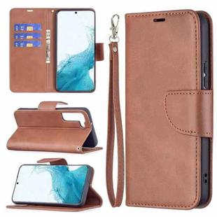 For Samsung Galaxy S22+ 5G Retro Lambskin Texture Pure Color Horizontal Flip Leather Phone Case with Holder & Card Slots & Wallet & Lanyard(Brown)