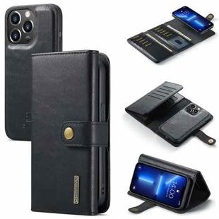 DG.MING Three Fold Wallet Style Leather Phone Case For iPhone 13 Pro(Black)