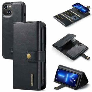 DG.MING Three Fold Wallet Style Leather Phone Case For iPhone 13(Black)