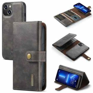 DG.MING Three Fold Wallet Style Leather Phone Case For iPhone 13(Grey)