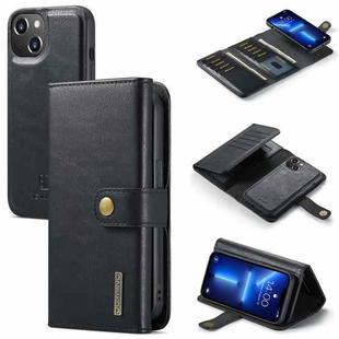 DG.MING Three Fold Wallet Style Leather Phone Case For iPhone 13 mini(Black)